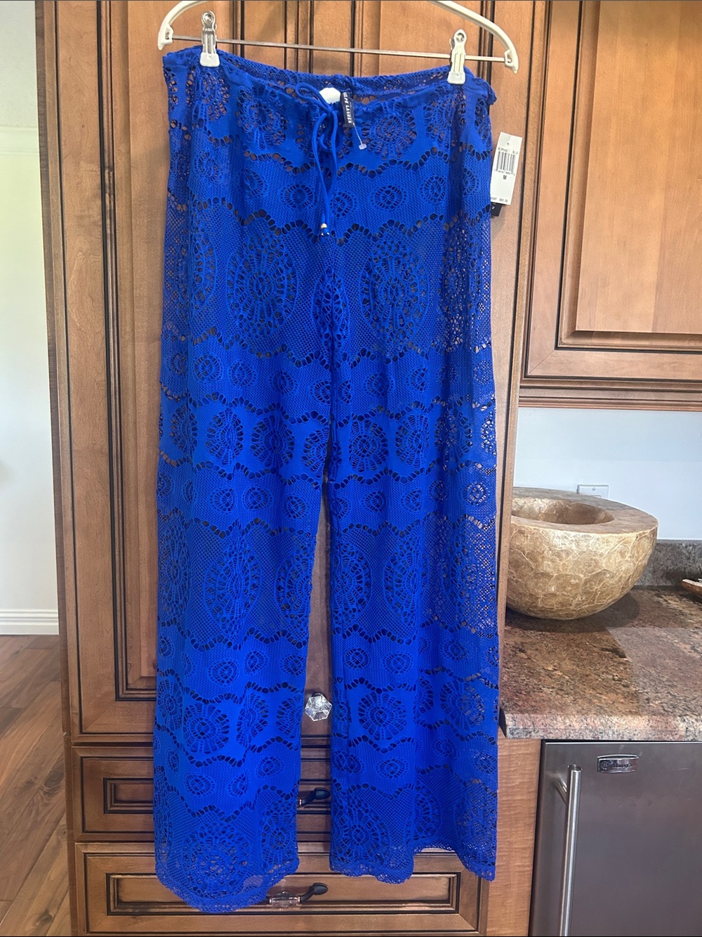 Ralph Lauren Crochet Wide-Leg Swim Cover Pants - Royal Blue